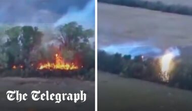 Drone rains down molten thermite on Ukrainian battlefield