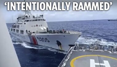 Watch moment China 'rams coast guard ship' in disputed territory