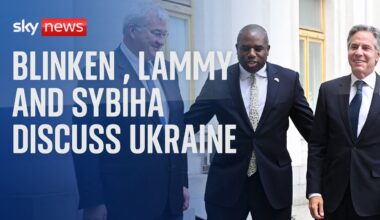 Antony Blinken, David Lammy and Ukrainian Foreign Minister Andrii Sybiha discuss Ukraine support