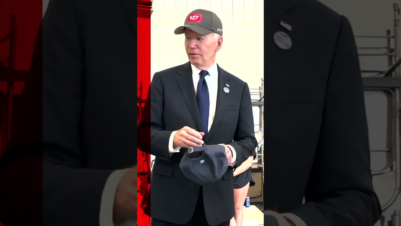 Biden jokingly wears Trump 2024 hat. #Biden #Trump #USElection #BBCNews