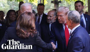 Trump and Harris shake hands during 9/11 memorial service