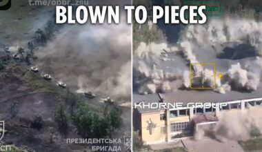 Ukrainian kamikaze drone swarm obliterates entire column of Russian armour