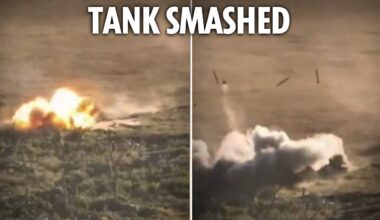 Russian tank blown sky high by Ukrainian drone as Putin’s counterattack in Kursk flounders