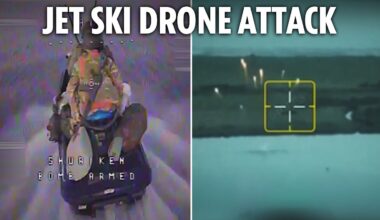 Incredible moment Ukraine drones hunt down and KILL jet ski-riding Russians in daring strike