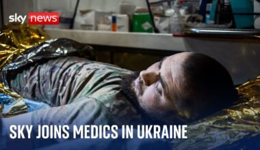 'The shrapnel is sticking out of my leg': Sky News joins Ukrainian medics on the frontline