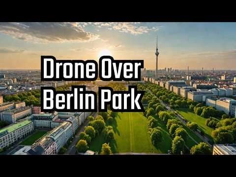 Drone flight over a park in Berlin, Germany