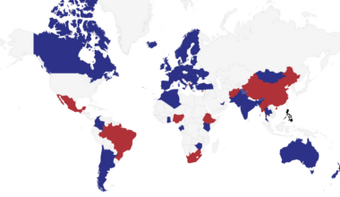 [OC] I'm polling the world to see how they would vote in the USA Presidential Election. Blue wave has taken over Europe, Africa still needs more data.