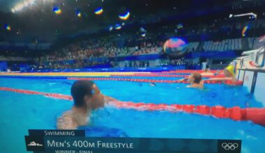 Ayoub Hafnaoui of Tunisia win Gold at the Men's 400 metre freestyle.