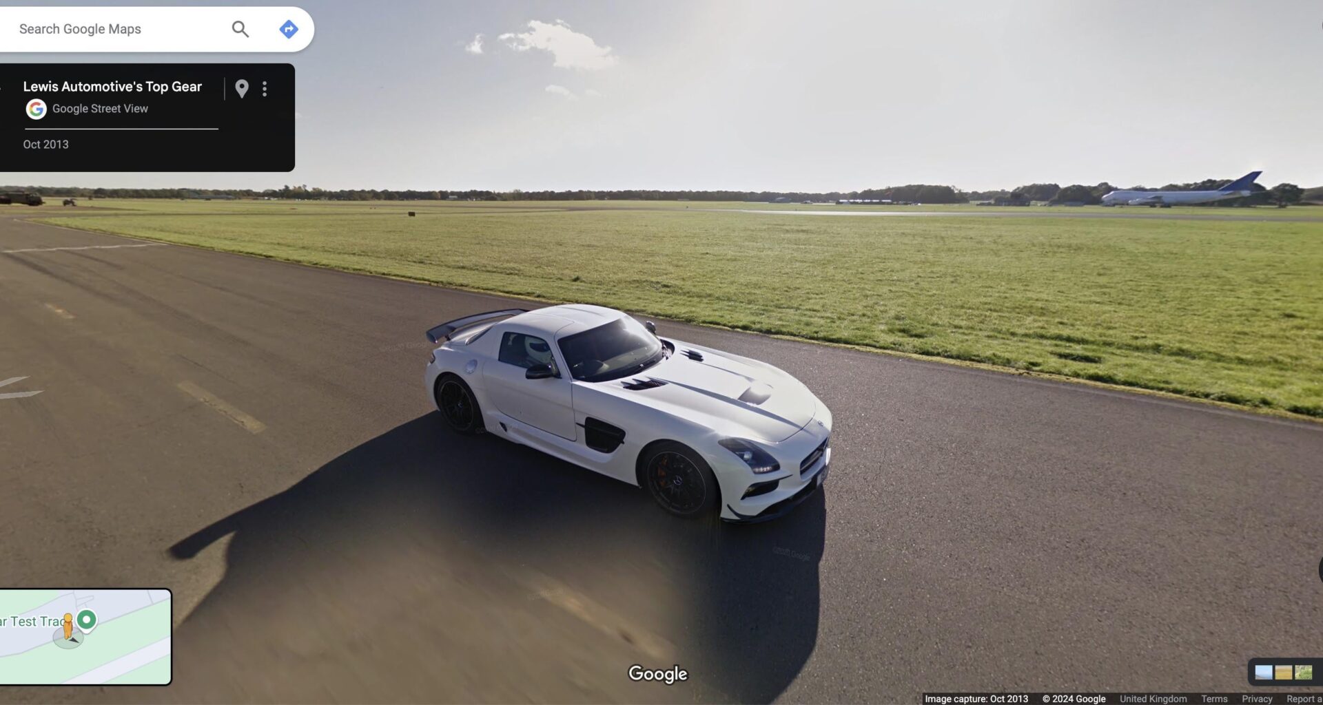 Top Gear’s Stig is on Google Street View at their test track.