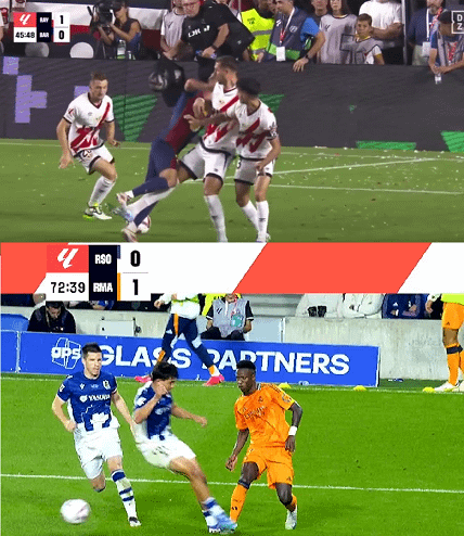 Not even a VAR check vs VAR+Penalty given in 5 seconds after showing the referee a still shot instead of the players in motion