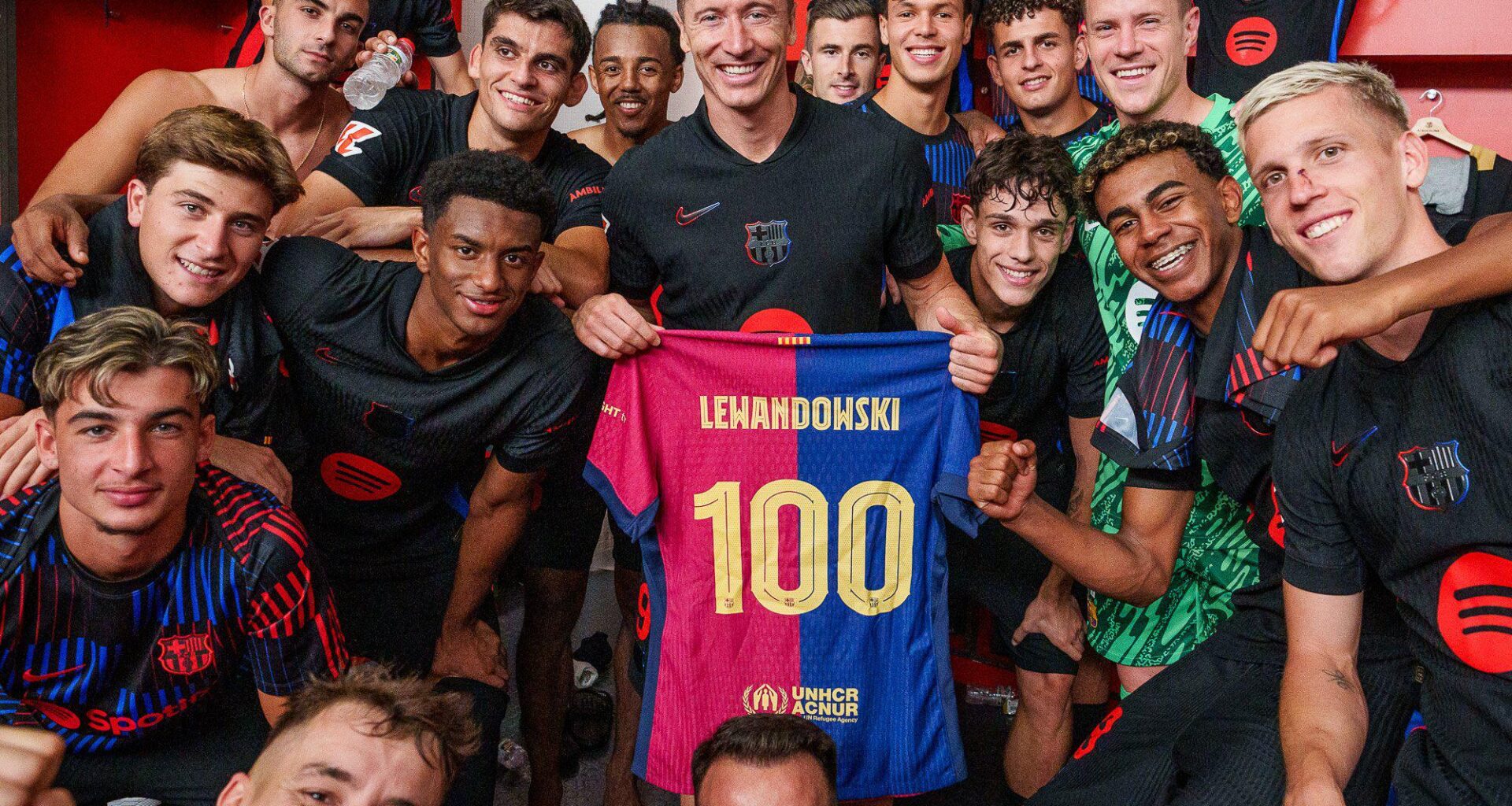 Today was Lewandowski's 100th Game for Barcelona.