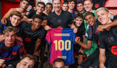 Today was Lewandowski's 100th Game for Barcelona.