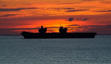 HMS Prince of Wales at anchor in St Ives Bay last night