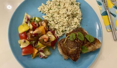 Rotbarsch, Perlcouscous und Tomatensalat