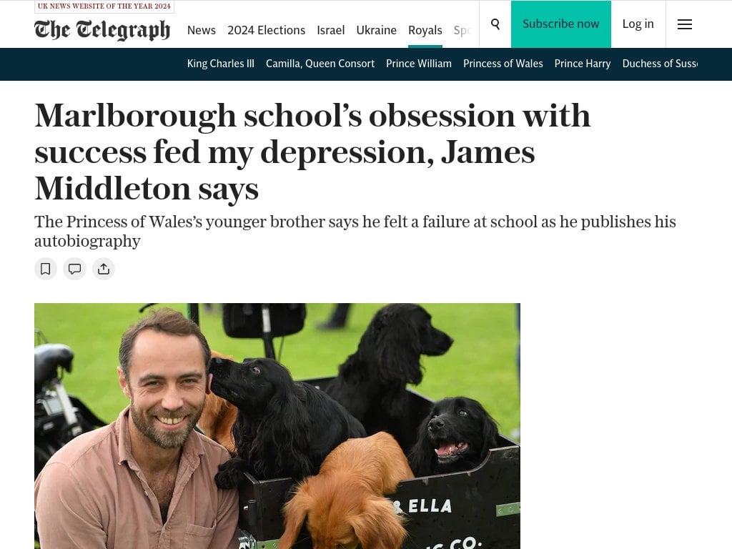 Marlborough school’s obsession with success fed my depression, James Middleton says