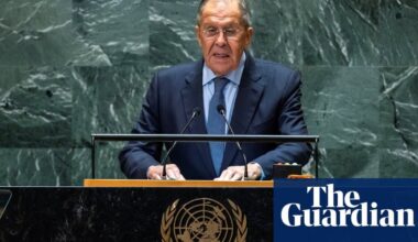 Top Russia diplomat warns west not to fight ‘nuclear power’ in UN speech | Sergei Lavrov accuses west of using Ukraine ‘to defeat’ Russia days after Putin shifts Moscow’s nuclear posture