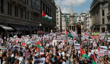 UK charges pro-Palestine protester behind divisive ‘coconut’ placard