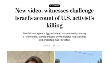 New video, witnesses challenge Israel’s account of activist’s killing • The shots fired toward the activists came some 20 minutes after they had retreated to the bottom of the hill — more than two football fields away from the nearest Israeli soldiers.