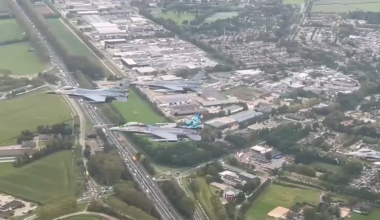 Dutch F-16s on their final flight over the Netherlands before being transferred to Ukraine