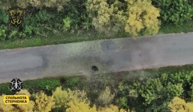 Ukrainian drone footage shows how their operators are using an FPV quad to clear a road in Kursk Oblast, Russia of anti-tank mines.