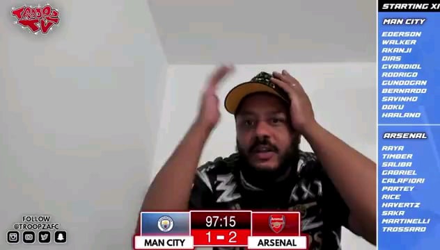 Arsenal fan (troopz) live reaction to Johnny stones equalizer