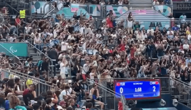 A silent Mexican wave during a blind football match to not disturb the players while they play and need to hear the ball at the Paris Paralympics.