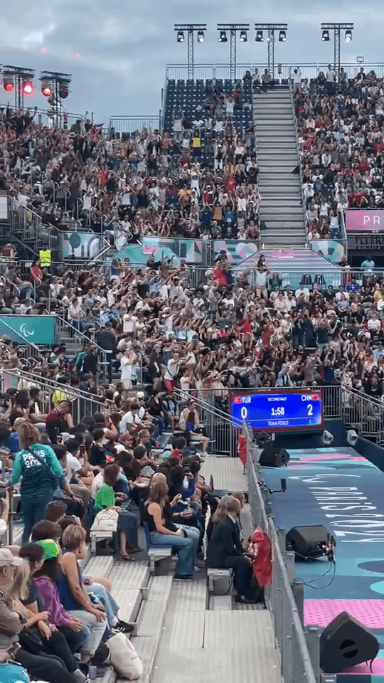 A silent Mexican wave during a blind football match to not disturb the players while they play and need to hear the ball at the Paris Paralympics.