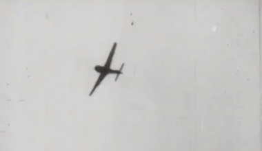 FW 190 pilot bails out after being shot down by a P-51 Mustang (Romania, 1943).