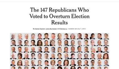 These are the 147 traitors who voted to overturn the 2020 election. Every single one of them should be defeated in November.