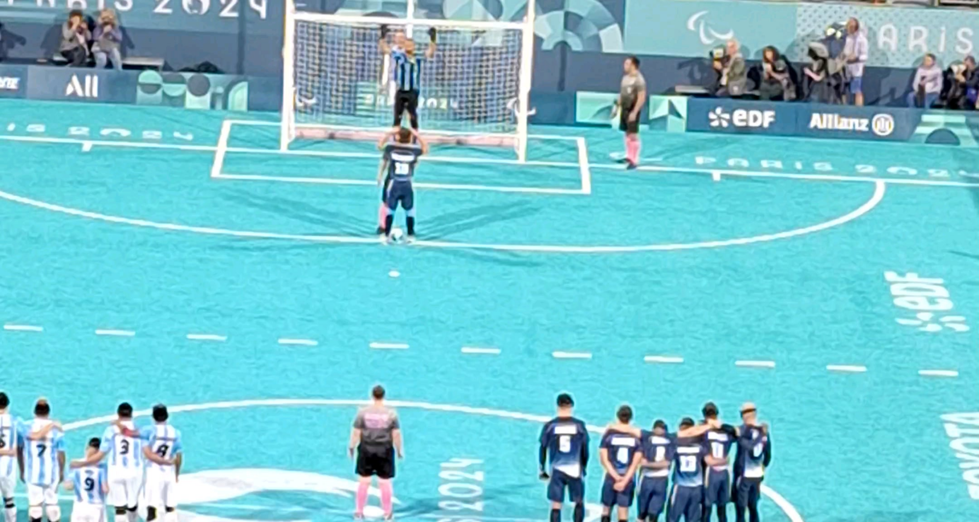 Fan view of the penalty shootout in the final France Argentina in blind football