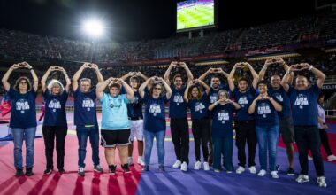 Barça Anthem subtitled and performed in sign language before Barça v Getafe match as part of International Week of Deaf People