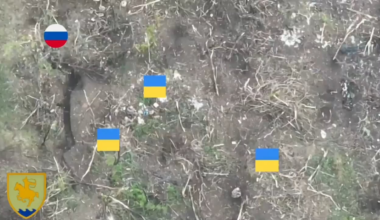 Soldiers from 21st Motorized Battalion "Sarmat" of the 56th Motorized Brigade of Ukraine storm Russian positions near Bakhmut. Killing a visible enemy with a headshot in close combat, and several others with grenades. July 2023