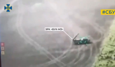 Ukrainian drone footage of a Switchblade 600 attack on a Russian Buk-M3 air defense system