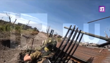 POV footage capturing the moment an FPV drone strikes a Russian soldier's quad bike near Bakhmut