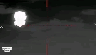 Shahed UAV being destroyed by 4th Brigade of Operational Assignment soldier using a machine gun with night vision. Published by Come Back Alive on February 26, 2024