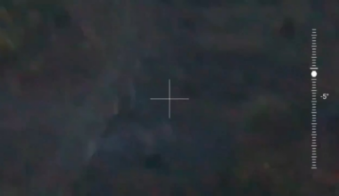 Drone footage of another Russian BMP (probably transporting ammunition or mines) gets hit by a Ukrainian FPV quad and blows up in a huge explosion