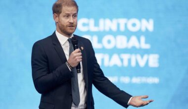 Prince Harry, Duke of Sussex, speaks about the impact of social media on children's mental health at the Clinton Global Initiative in New York City.