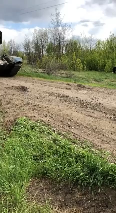 A captured Russian TOS-1 tows a captured Russian T-72 in the Kharkiv Region - September 2024