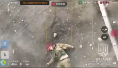 Russian soldier's head blown off after drone dropped grenade - Music from source - NSFW