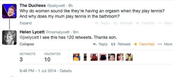 When your mum replies to your tweet