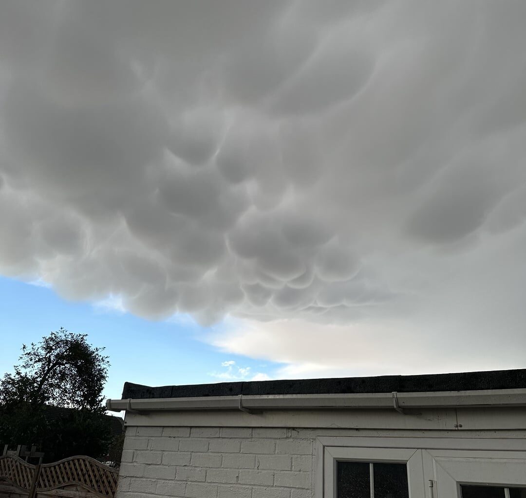 Some mammatus clouds spotted this evening