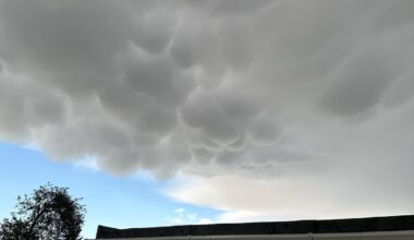 Some mammatus clouds spotted this evening