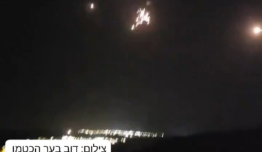 Close range Iron dome interceptions over Safed, Israel.