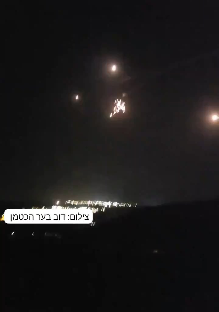 Close range Iron dome interceptions over Safed, Israel.