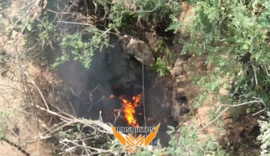 "Mosquitos" unit puts an invader on fire by the means of drone drops.