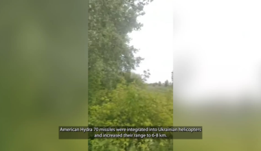 In the video, pilots of the Ukrainian army aviation strike Russian troops in the Kursk region. Strikes are made with unguided rockets of the 19-charge launcher M261. The block is installed on the pylon of the Mi-24B helicopter.