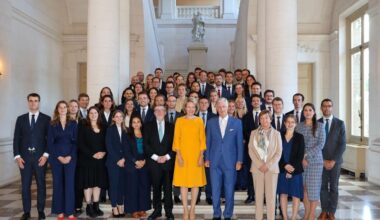 The King and Queen of the Belgians meet with 51 young diplomats about to go on their first engagement