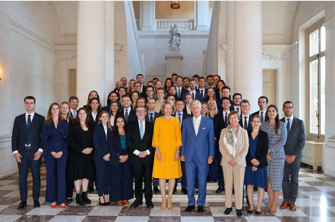 The King and Queen of the Belgians meet with 51 young diplomats about to go on their first engagement