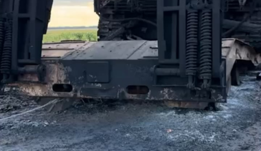 Destroyed Russian tanks by the Ukrainian military in Kursk region, Russia