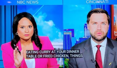 Vance said this in response to Laura Loomer's post saying the White House would smell of curry is Harris is elected: "And whether you’re eating curry at your dinner table or fried chicken, things have gotten more expensive thanks to her (Kamala) policies."